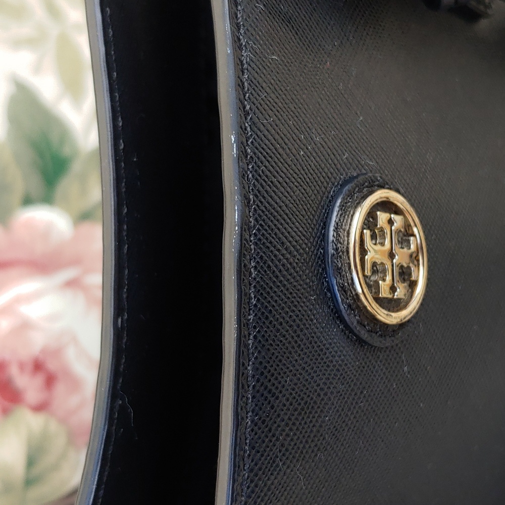 Tory Burch Saffiano Black Leather Dome Satchel Bag with Shoulder Strap - Picture 8 of 17